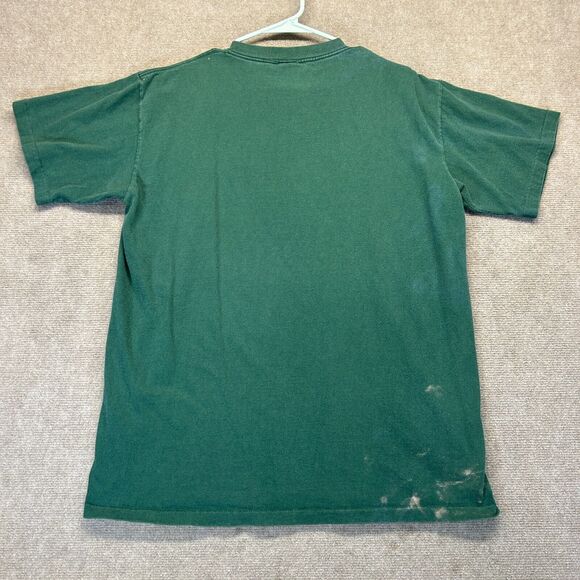 Johnson Beer Company Vintage T Shirt Adult Large Green Bleach Splatter Stains NC - Picture 11 of 12